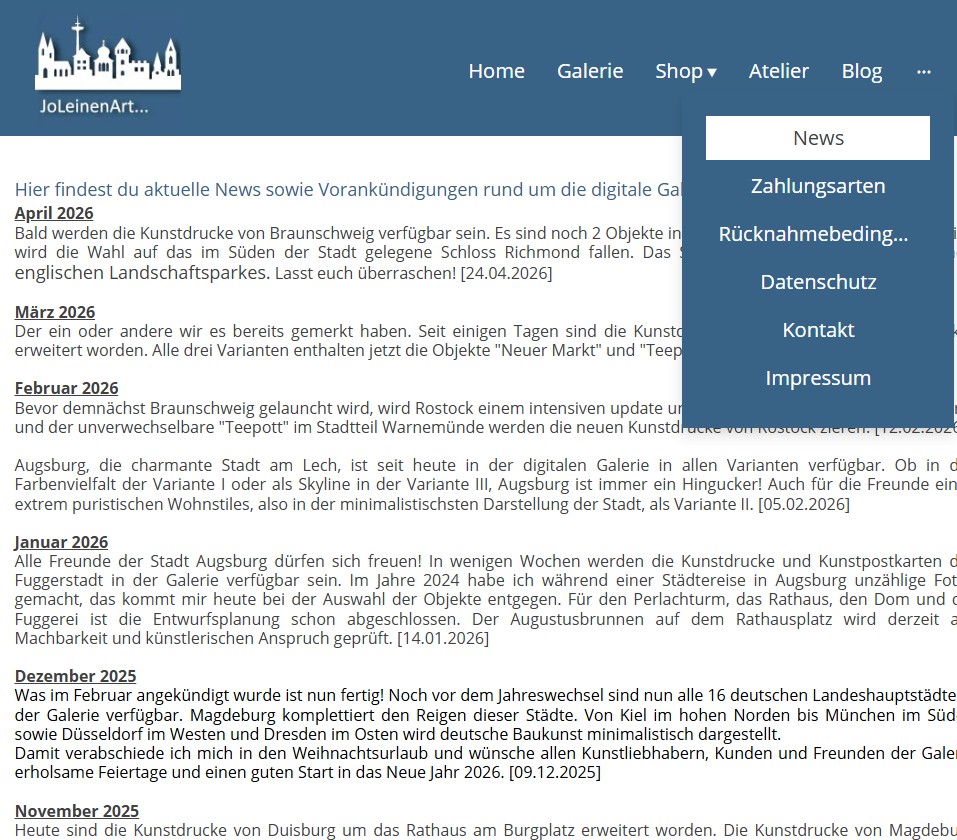 News Seite eingestellt